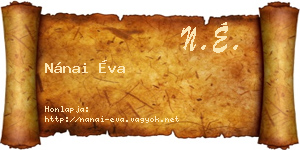 Nánai Éva névjegykártya
